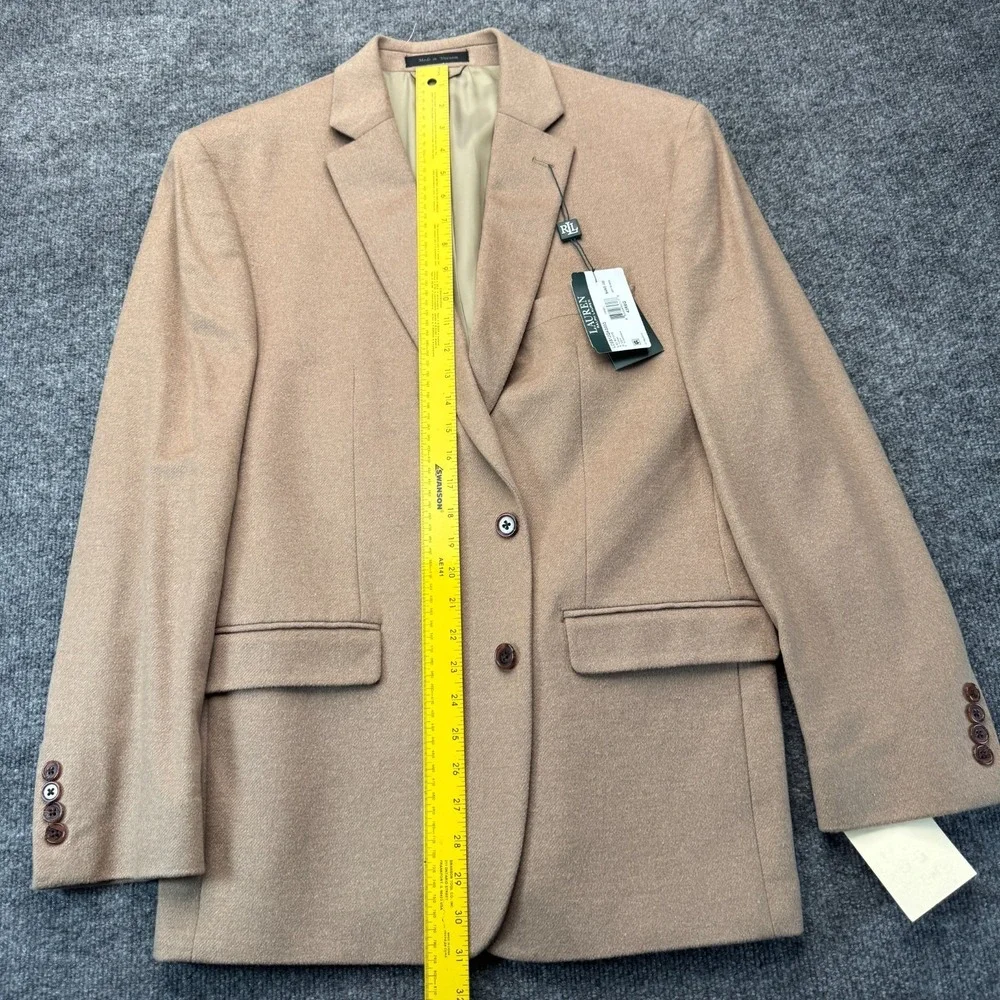 NWT Lauren Ralph Lauren 43R Blazer Lacrosse Camel Wool Silk Cashmere Sport Coat